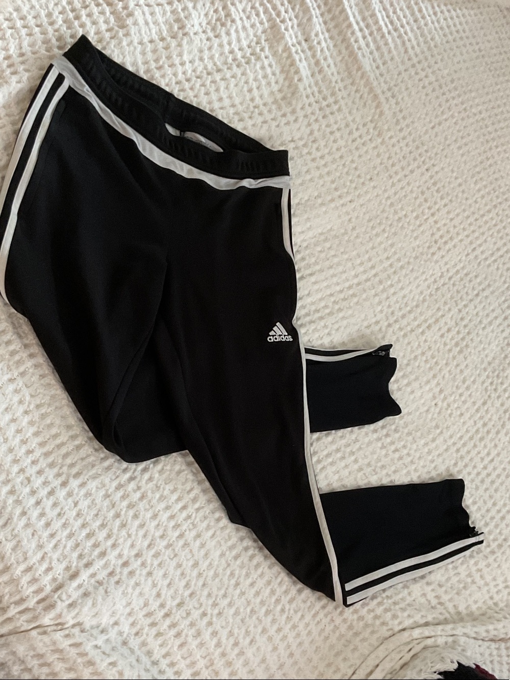 adidas Black Joggers with White Side Stripes